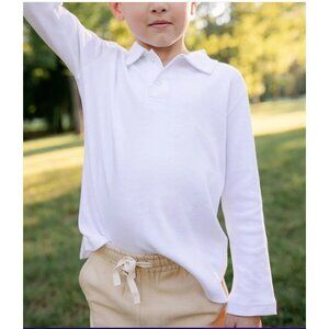 NWT Little Paper Boat Kids Boys Size 5 Y White Cotton Long Sleeve Polo Shirt